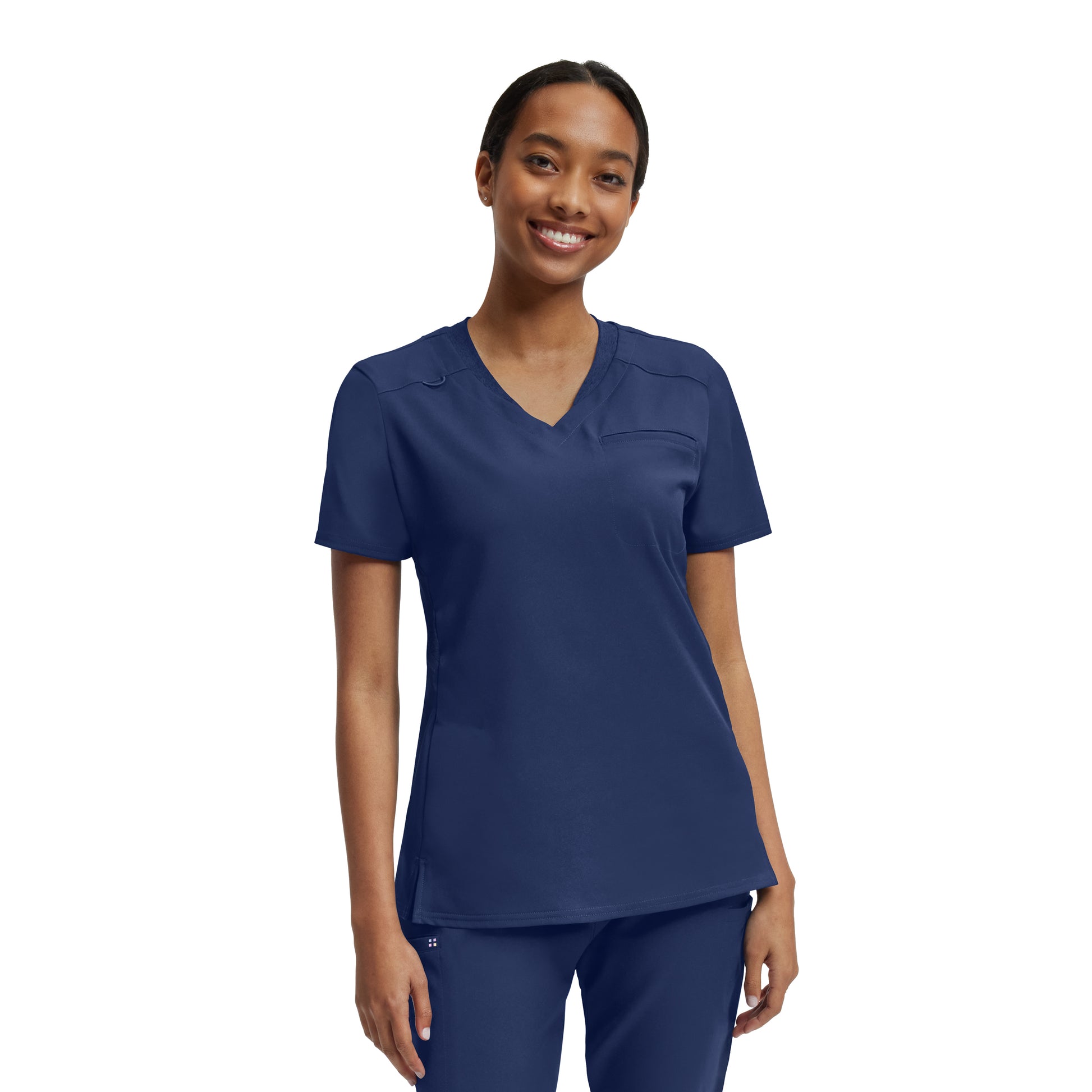 VIBE WT119 Women's 2 Pocket V Neck Scrub Top Navy Image