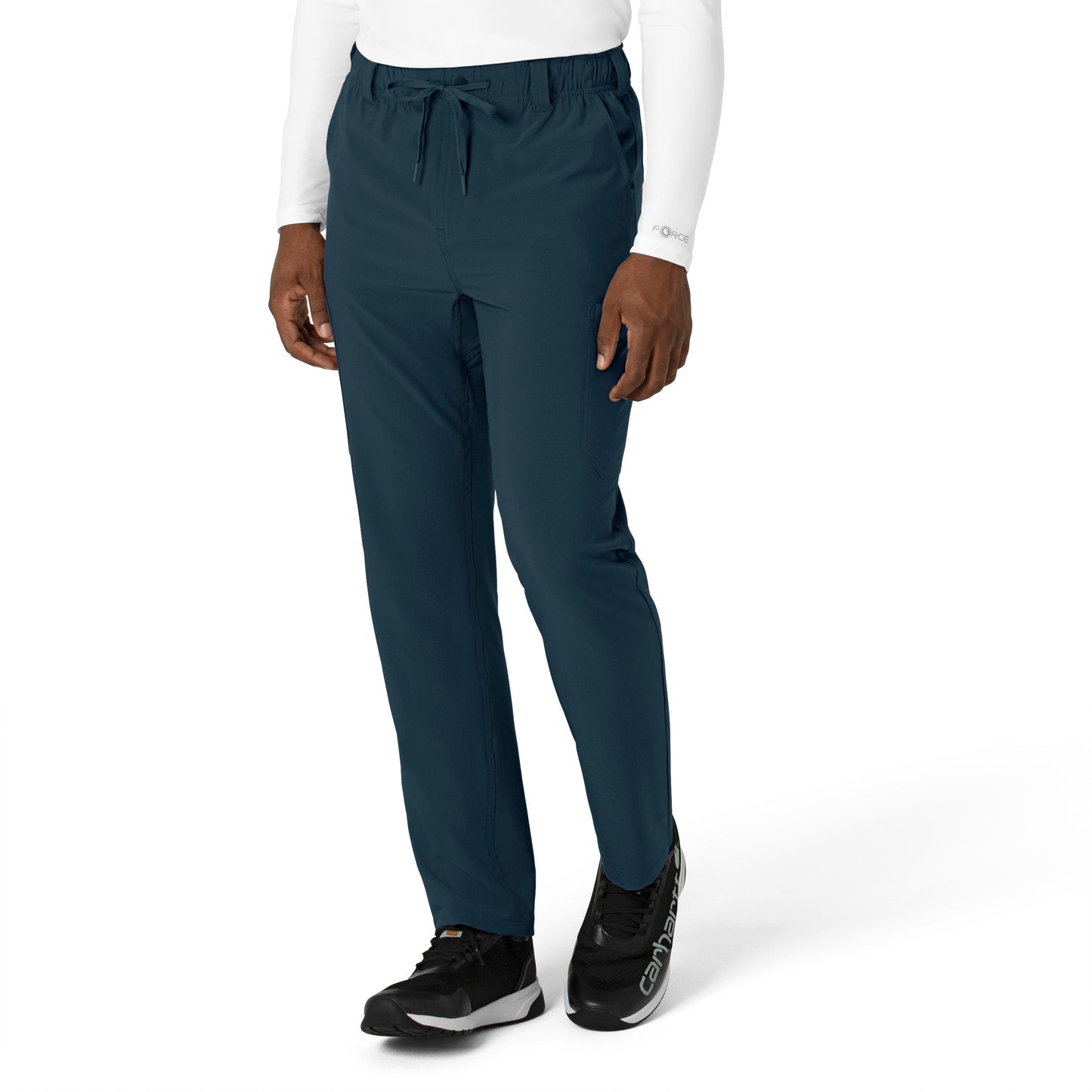 Force Cross-Flex C56410 Men's Straight Leg Scrub Pant Navy Model Image Left Side | Carhartt