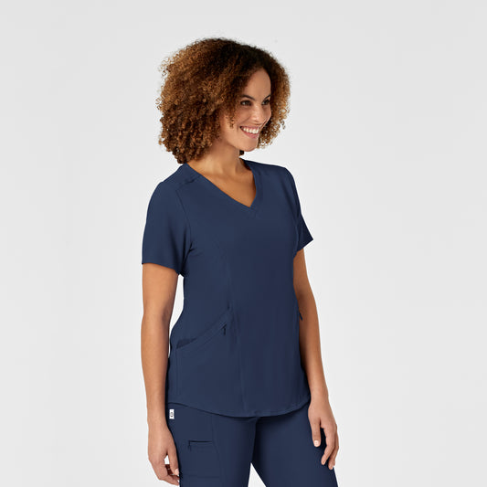 RENEW 6134 V-Neck Scrub Top Navy Model Image Right Side | Wink