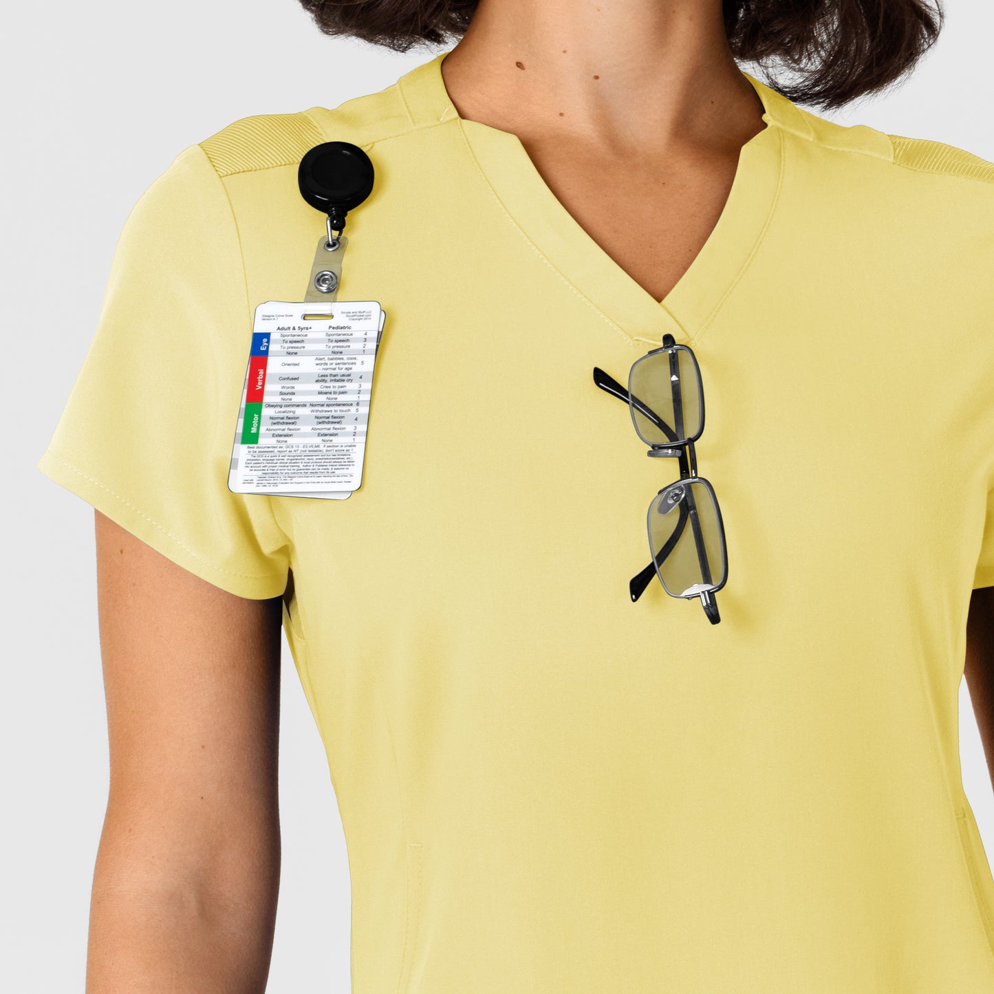 Nova 6432 Flex-n-Reach V-Neck Scrub Top Sunshine Yellow Model Image Alternate | Wink