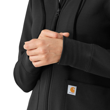 Layers C82008 Women's Full Zip Waffle Hoodie Black