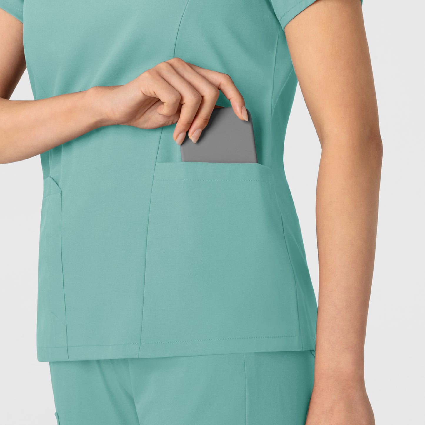 Boundless 6251 2-Pocket V-Neck Scrub Top Turquoise Model Image Alternate | Wink