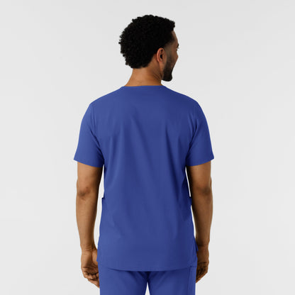 Boundless 6351 Men's Multi Pocket V-Neck Scrub Top Galaxy Blue