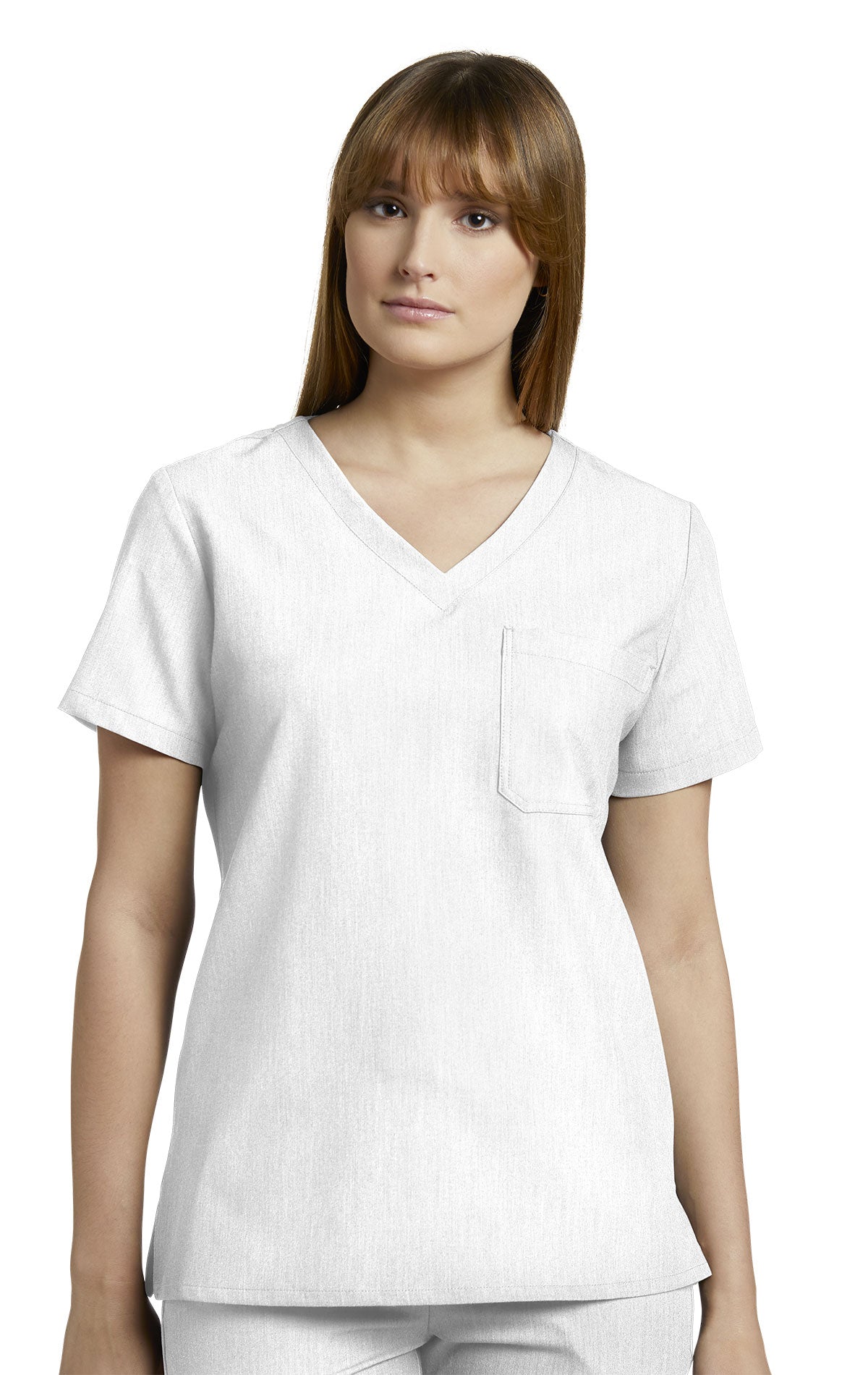 V-Tess 794 Women's 1 Pocket V Neck Scrub Top White Image