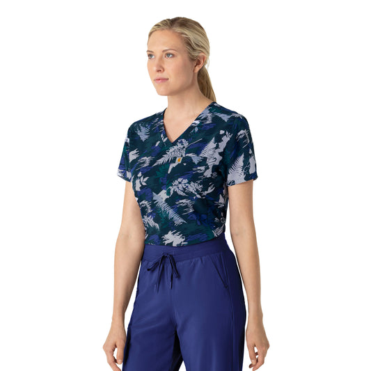 Carhartt Prints C13014 Women's Tuck-In Print Scrub Top Fall Foliage Navy