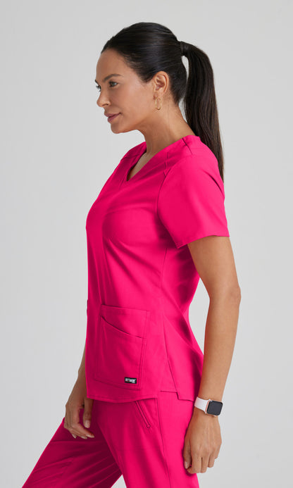 Grey's Anatomy Stretch GRST011 Emma Scrub Top Vibrance Pink