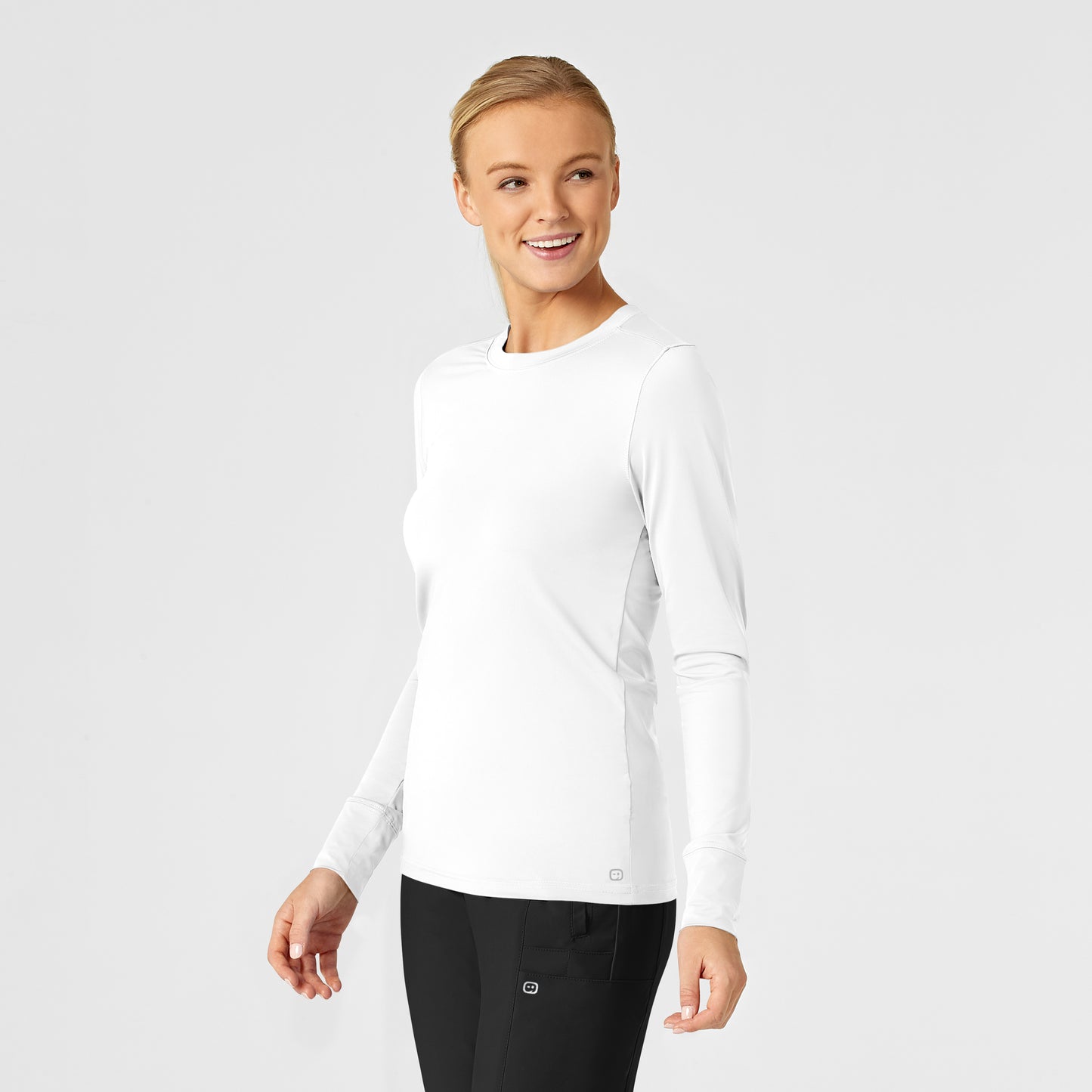 Layers 2029 Performance Long Sleeve Tee White Model Image Right Side | Wink