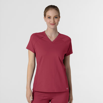 RENEW Knit 6259 Women's Flex-n-Reach V-Neck Raglan Scrub Top Ruby