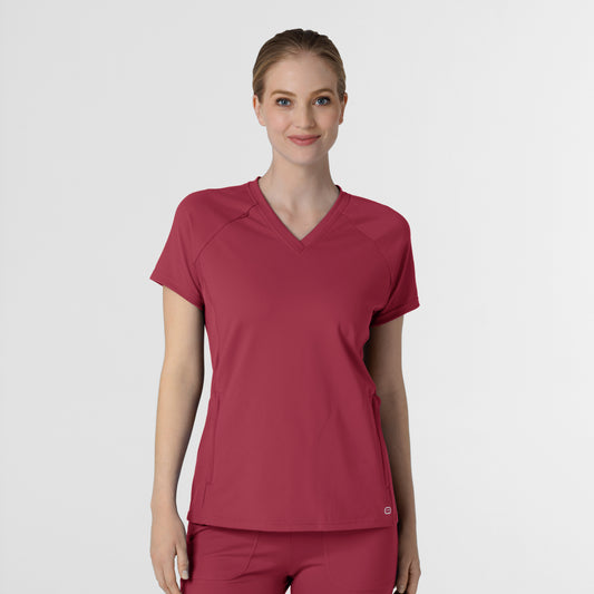 RENEW Knit 6259 Women's Flex-n-Reach V-Neck Raglan Scrub Top Ruby