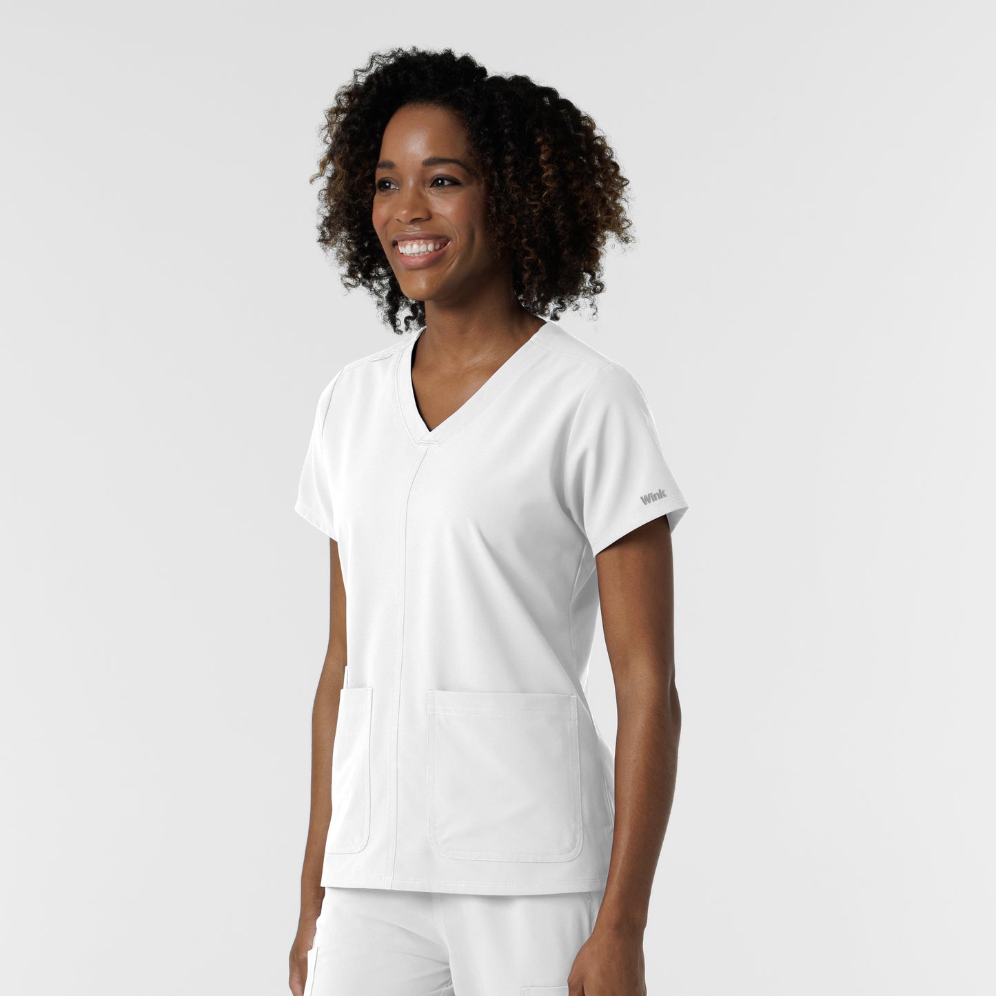 NURTUR 6180 Women's V-Neck Scrub Top White