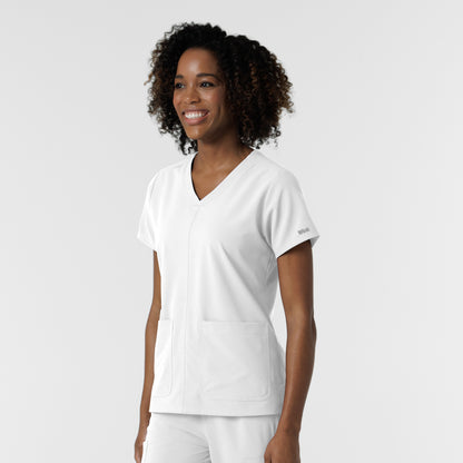 NURTUR 6180 Women's V-Neck Scrub Top White