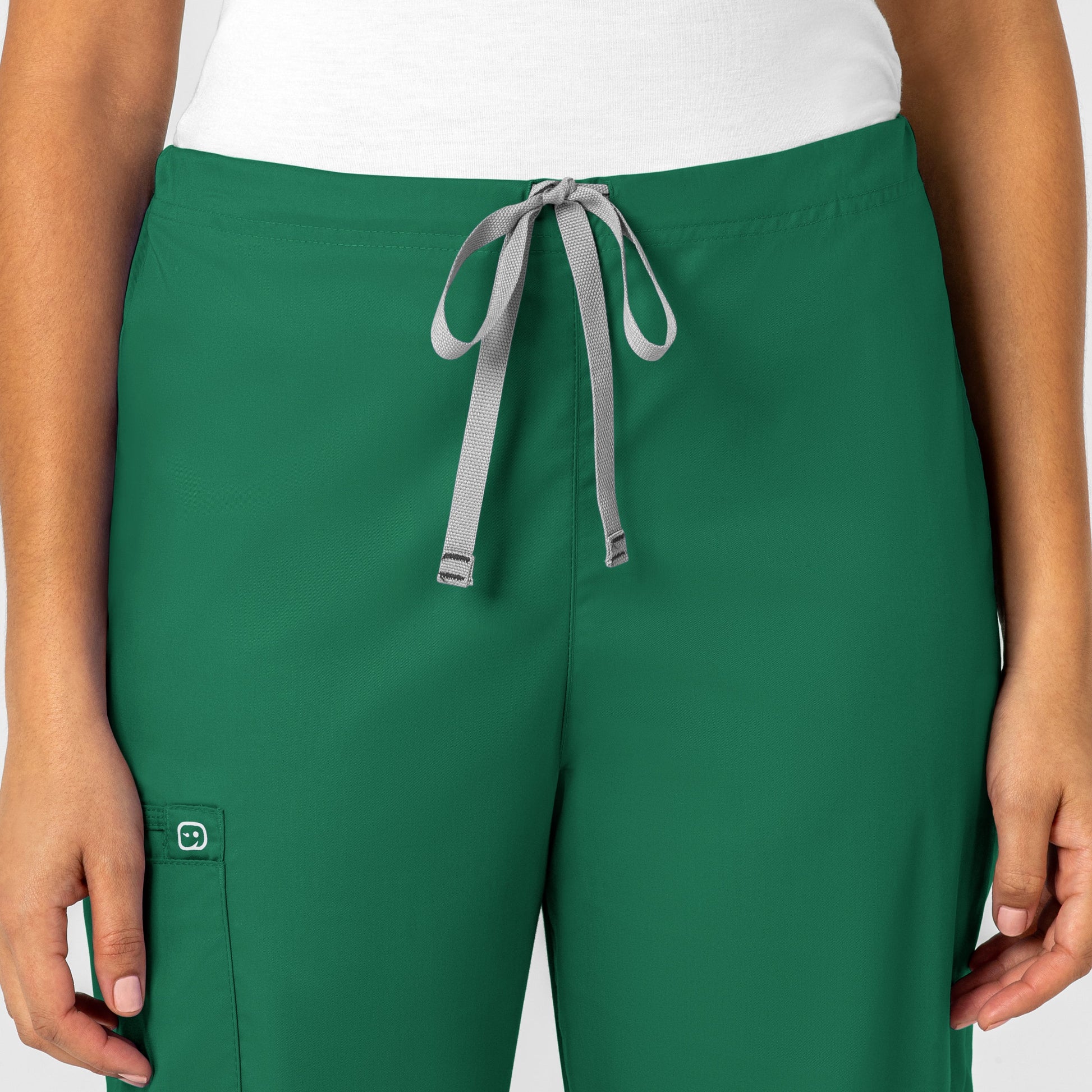 WonderWORK 500 Unisex Drawstring Cargo Scrub Pants Hunter Model Image Left Side | Wink