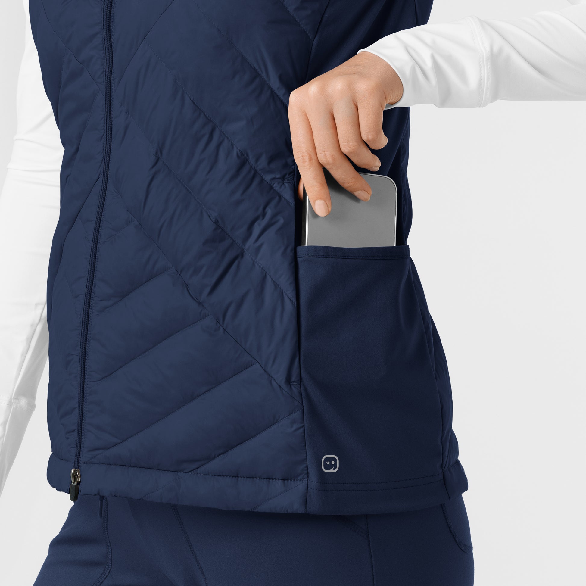 Layers 8277 Quilted Scrub Vest Navy Model Image Alternate | Wink