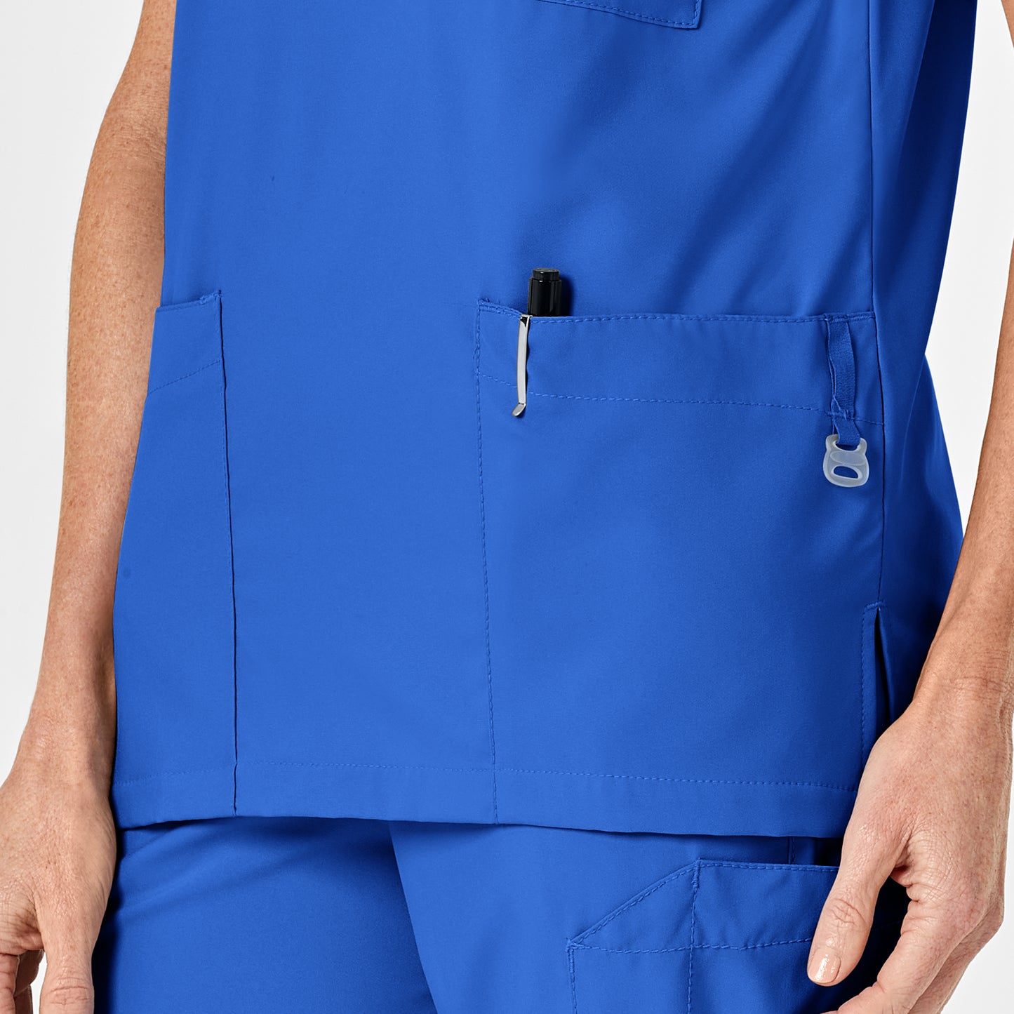 W123 6855 Unisex 4 Pocket Utility Scrub Top Royal Model Image Alternate | Wink