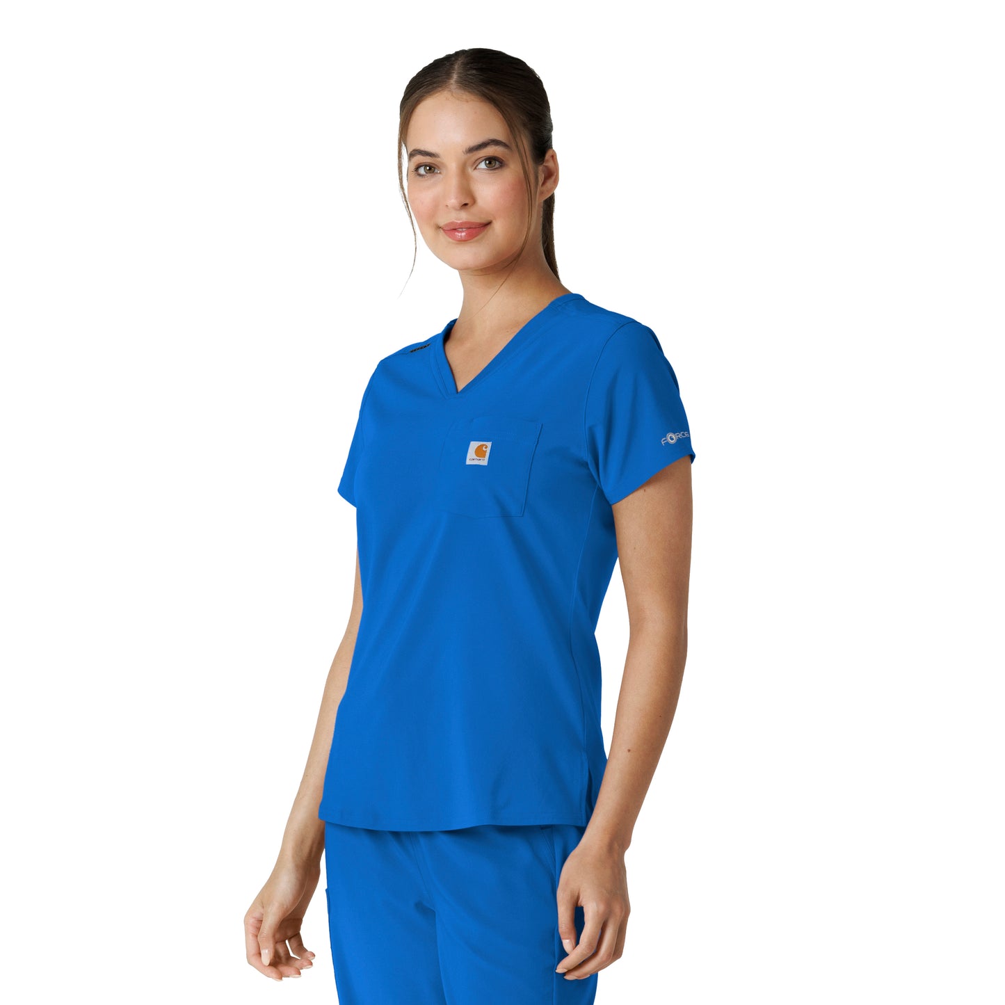 Force Cross-Flex C13410 Tuck-In Scrub Top Royal Model Image Right Side | Carhartt