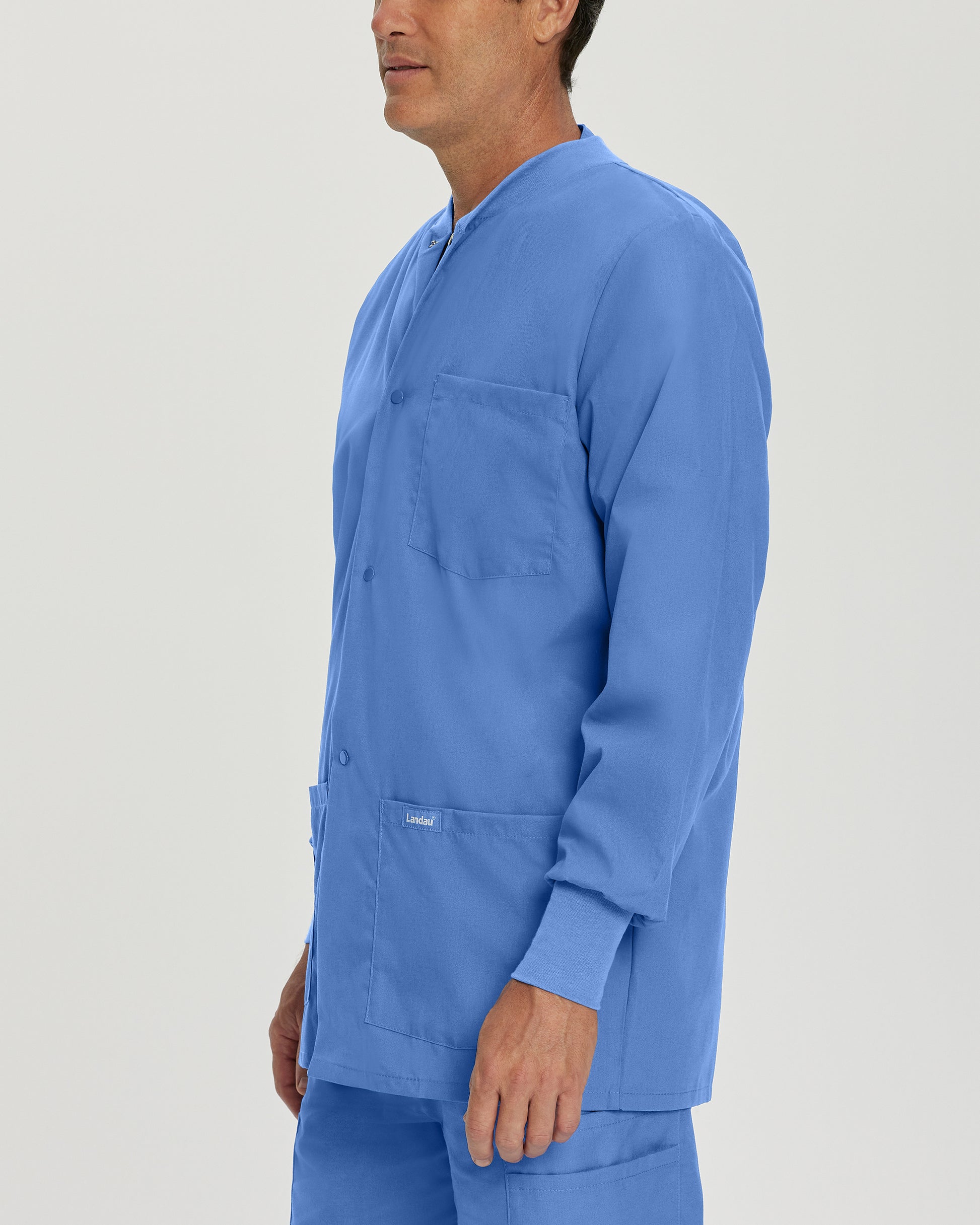 Essentials 7551 Men's 5 Pocket Warm Up Scrub Jacket Ceil Blue Image