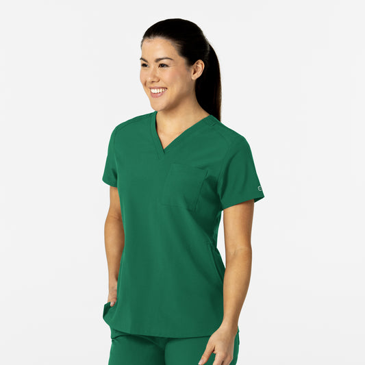 W123 6045 Flex-n-Reach V-Neck Scrub Top Hunter Model Image Right Side | Wink