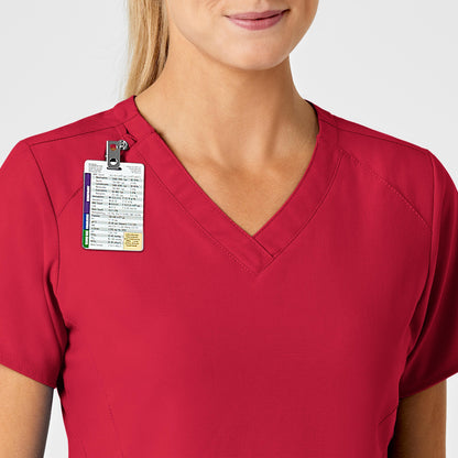 W123 6155 Stylized V-Neck Scrub Top Red Model Image Alternate | Wink