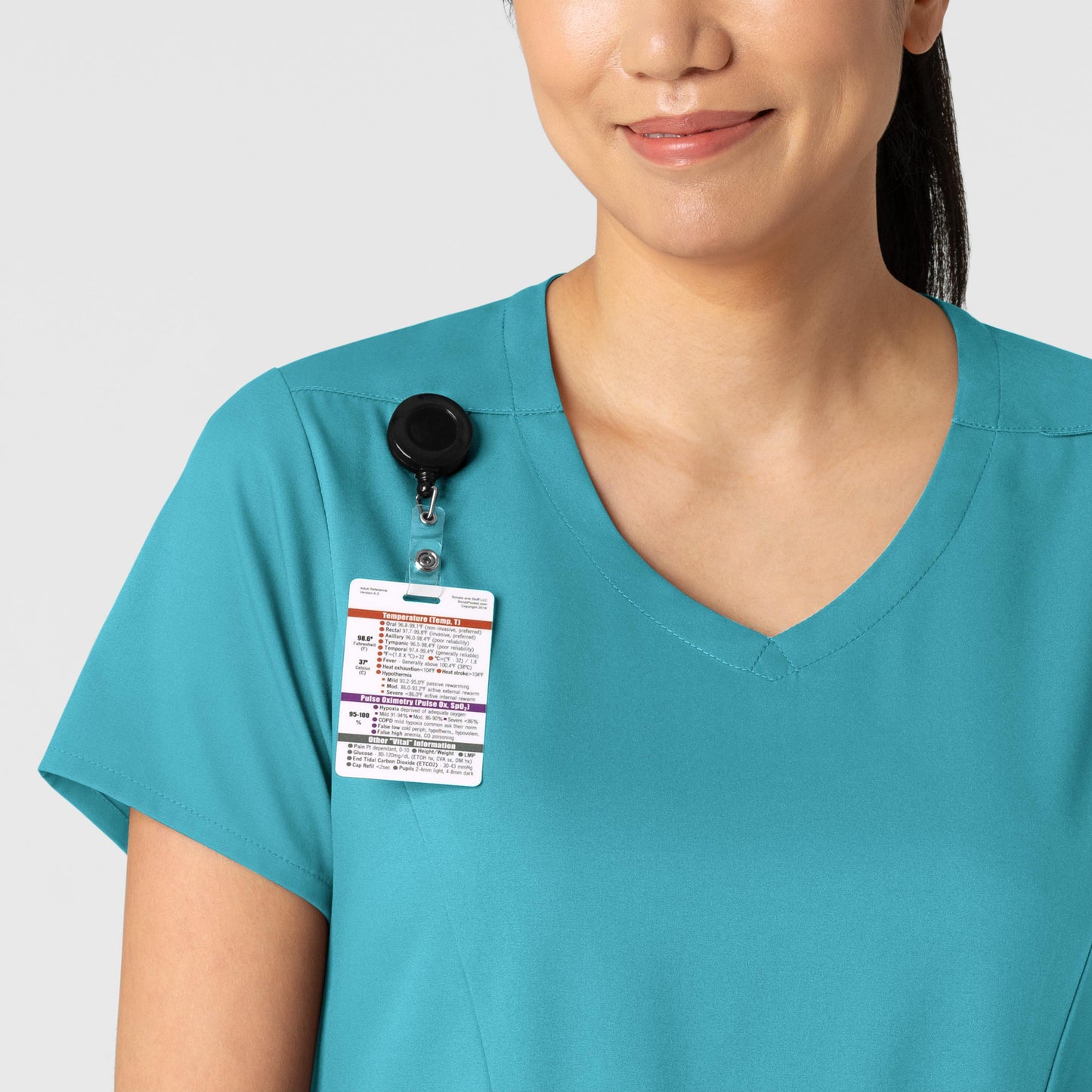 Boundless 6251 2-Pocket V-Neck Scrub Top Teal Model Image Left Side | Wink