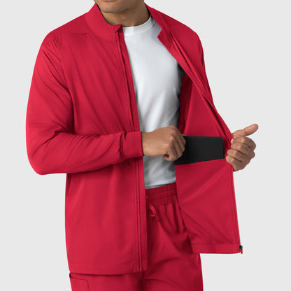 Boundless 8351 Men's Warm Up Scrub Jacket Red Model Image Alternate | Wink