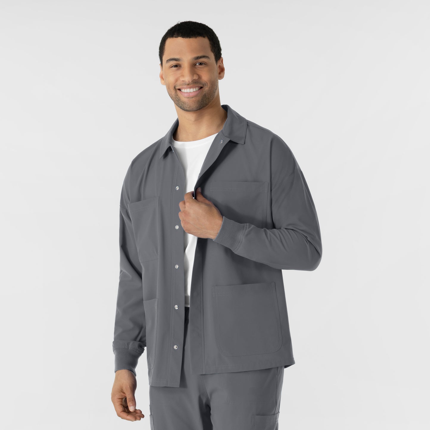 NURTUR 8380 Men’s Scrub Shirt Jacket Pewter