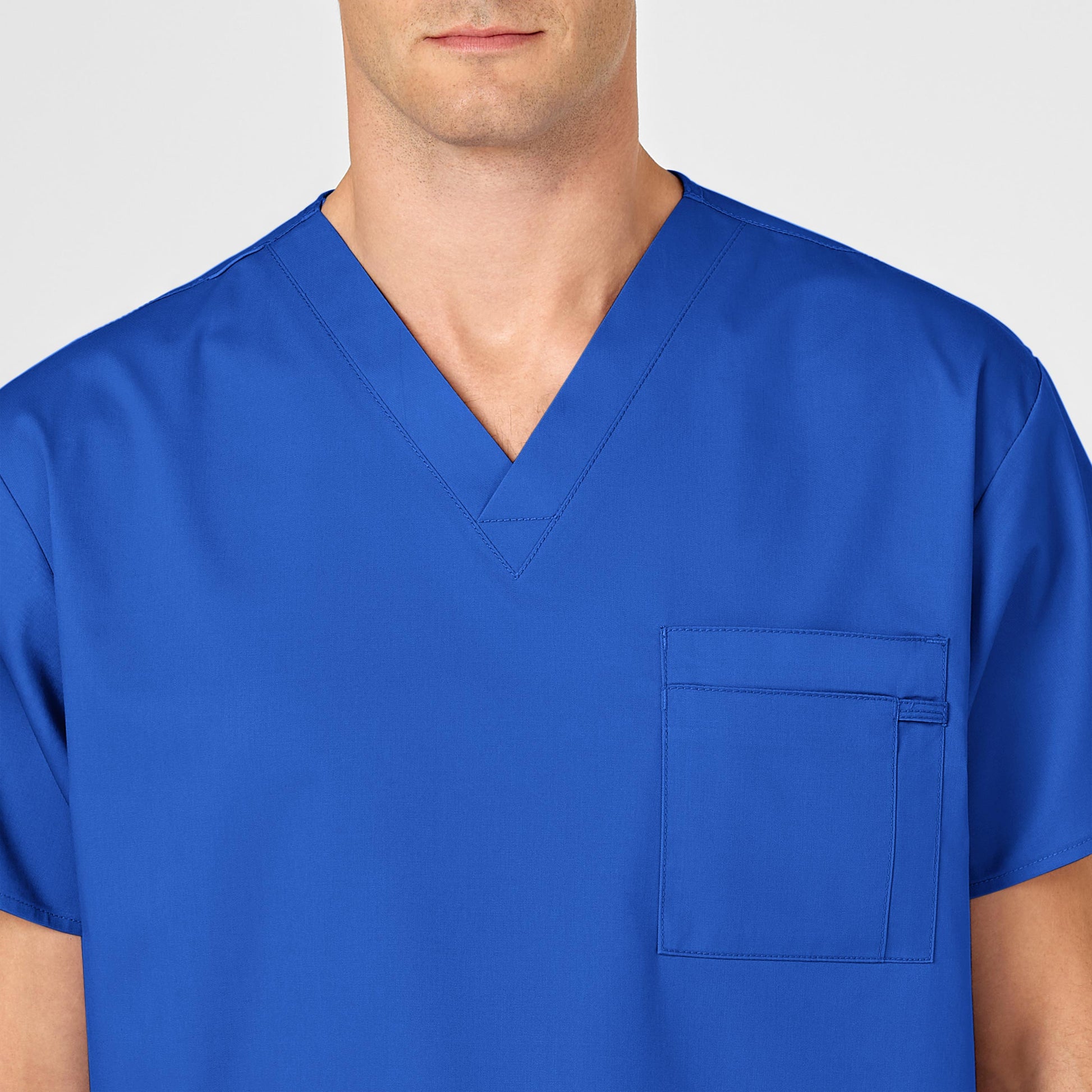 WonderWORK 100 Unisex V-Neck Scrub Top Royal Model Image Alternate | Wink