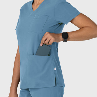 Nova 6132 Women's Flex-n-Reach V-Neck Scrub Top Pacific Blue