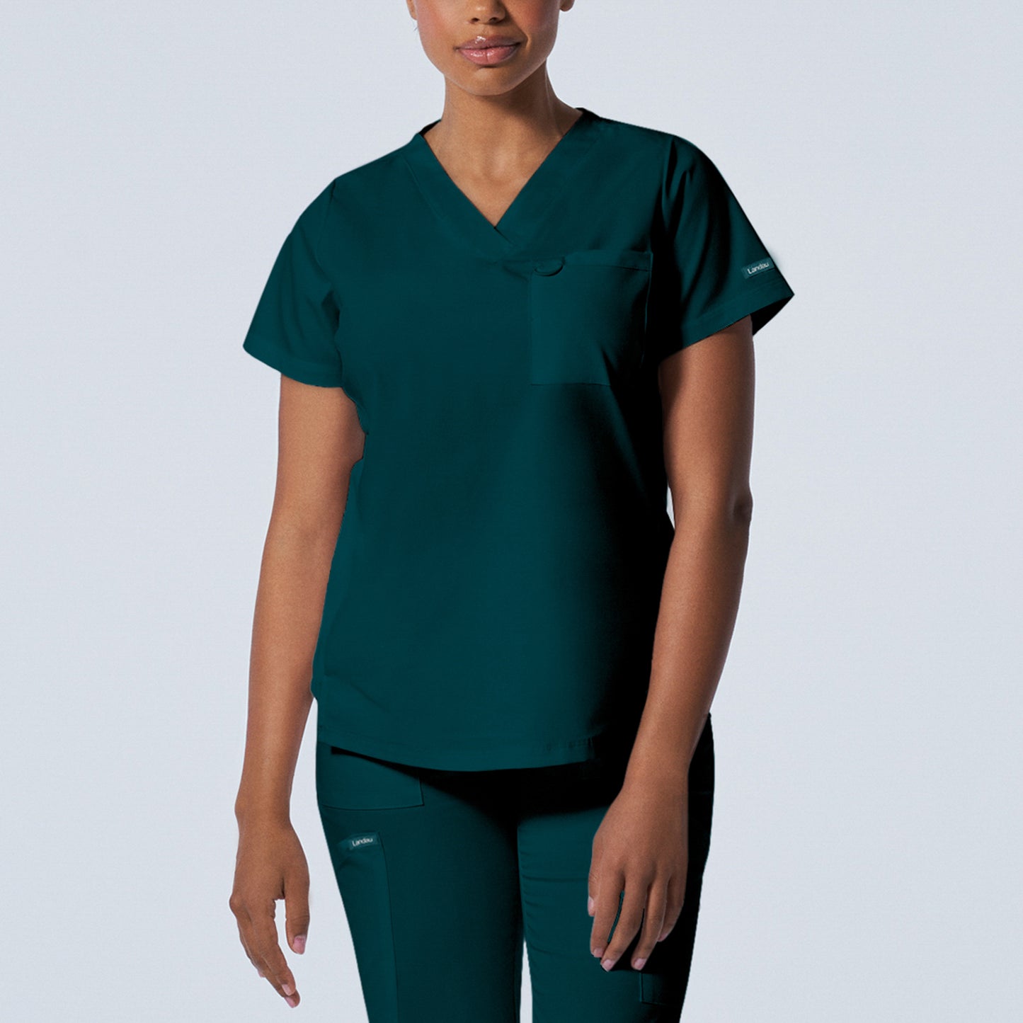 ProFlex LT107 Women's 2 Pocket V Neck Scrub Top Caribbean Image