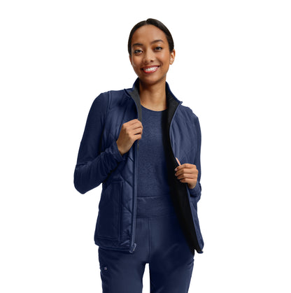 VIBE WJ707 Women's Reversible 4 Pocket Scrub Vest Navy/Pewter Image