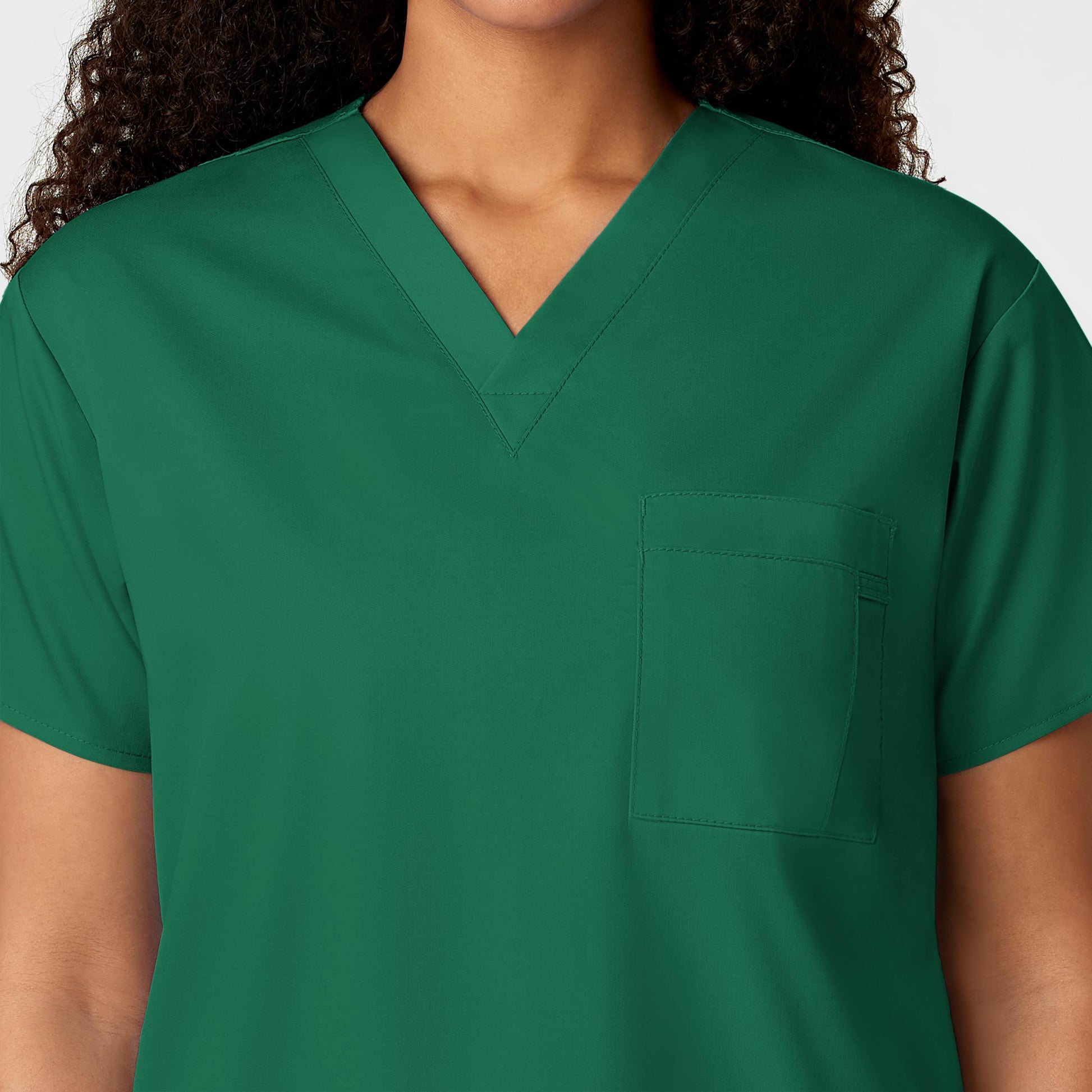 WonderWORK 100 Unisex V-Neck Scrub Top Hunter Model Image Alternate | Wink