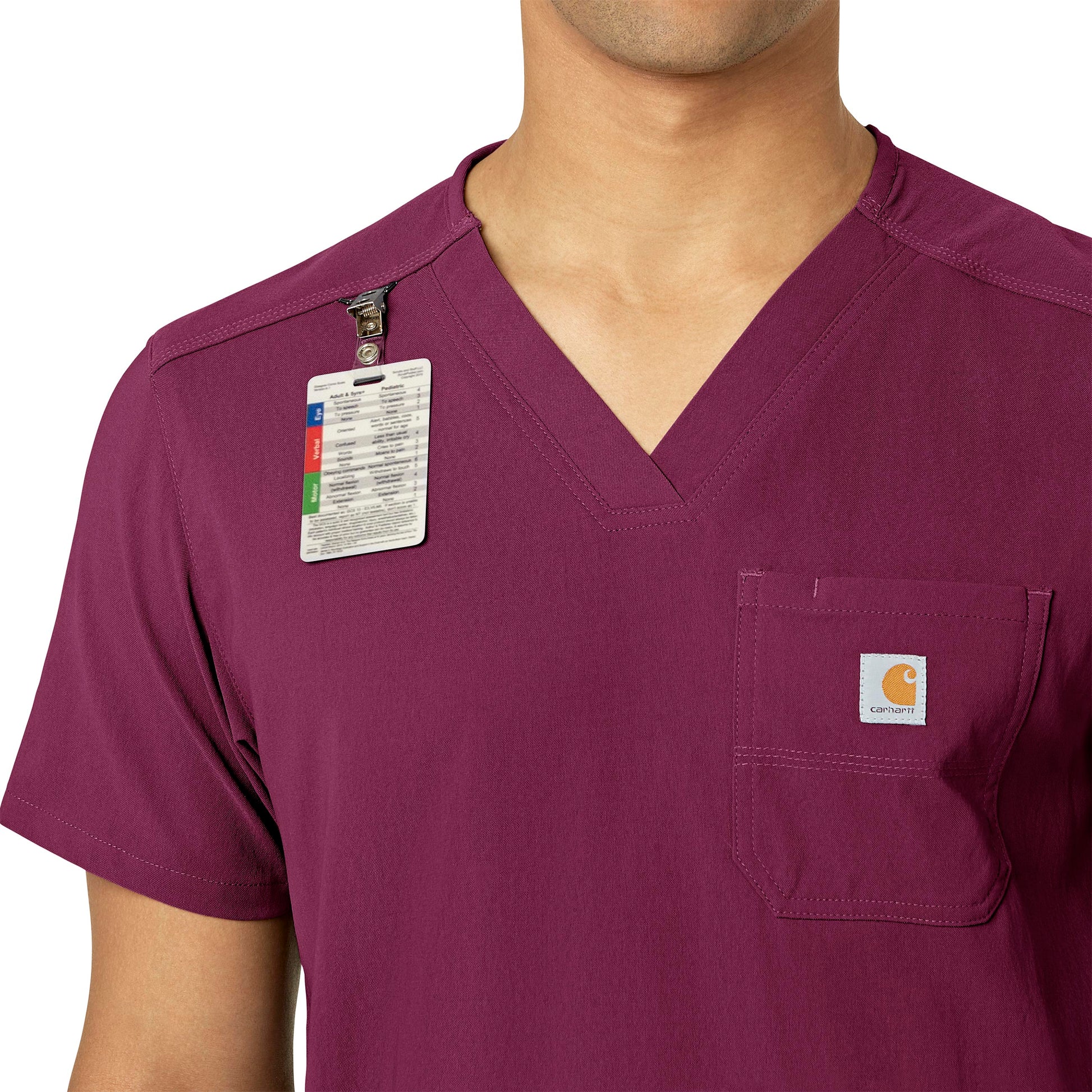 Rugged Flex Peak C15037 Men's 5-Pocket V-Neck Scrub Top Wine Model Image Alternate | Carhartt