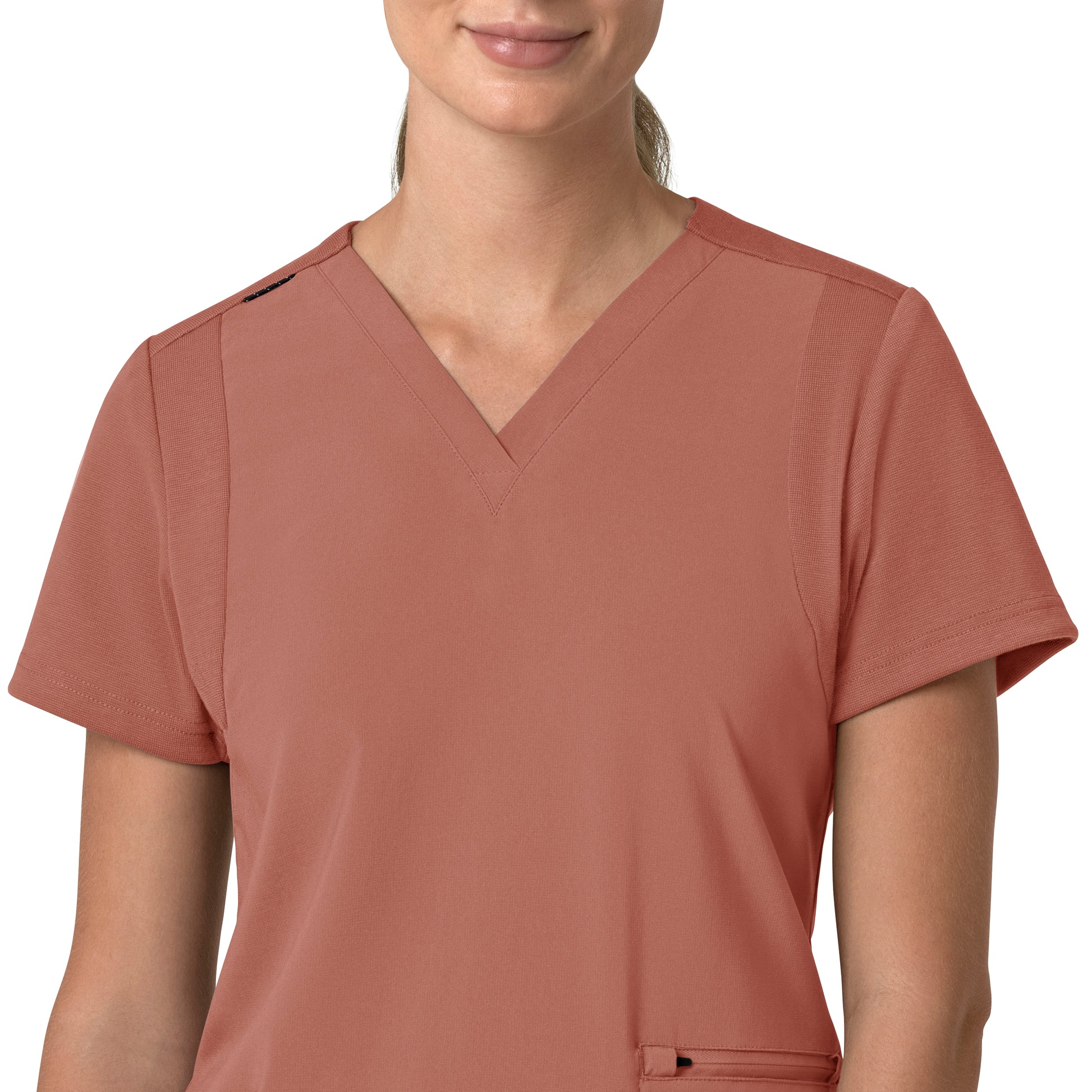 Force Cross-Flex C13210 Flex Panel V-Neck Scrub Top Wildrose Model Image Left Side | Carhartt