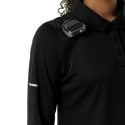 Rugged Flex C12129 Women's Heavyweight Long Sleeve Polo Scrub Top Black