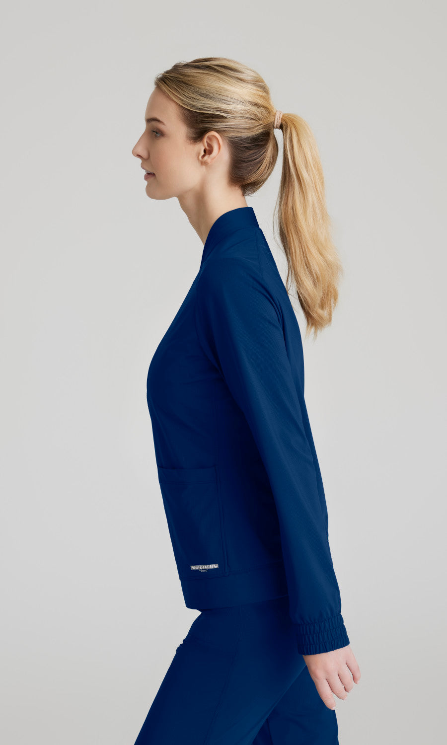 Skechers Slip-Ins Knits SKW919 Contour Knit Scrub Jacket Navy