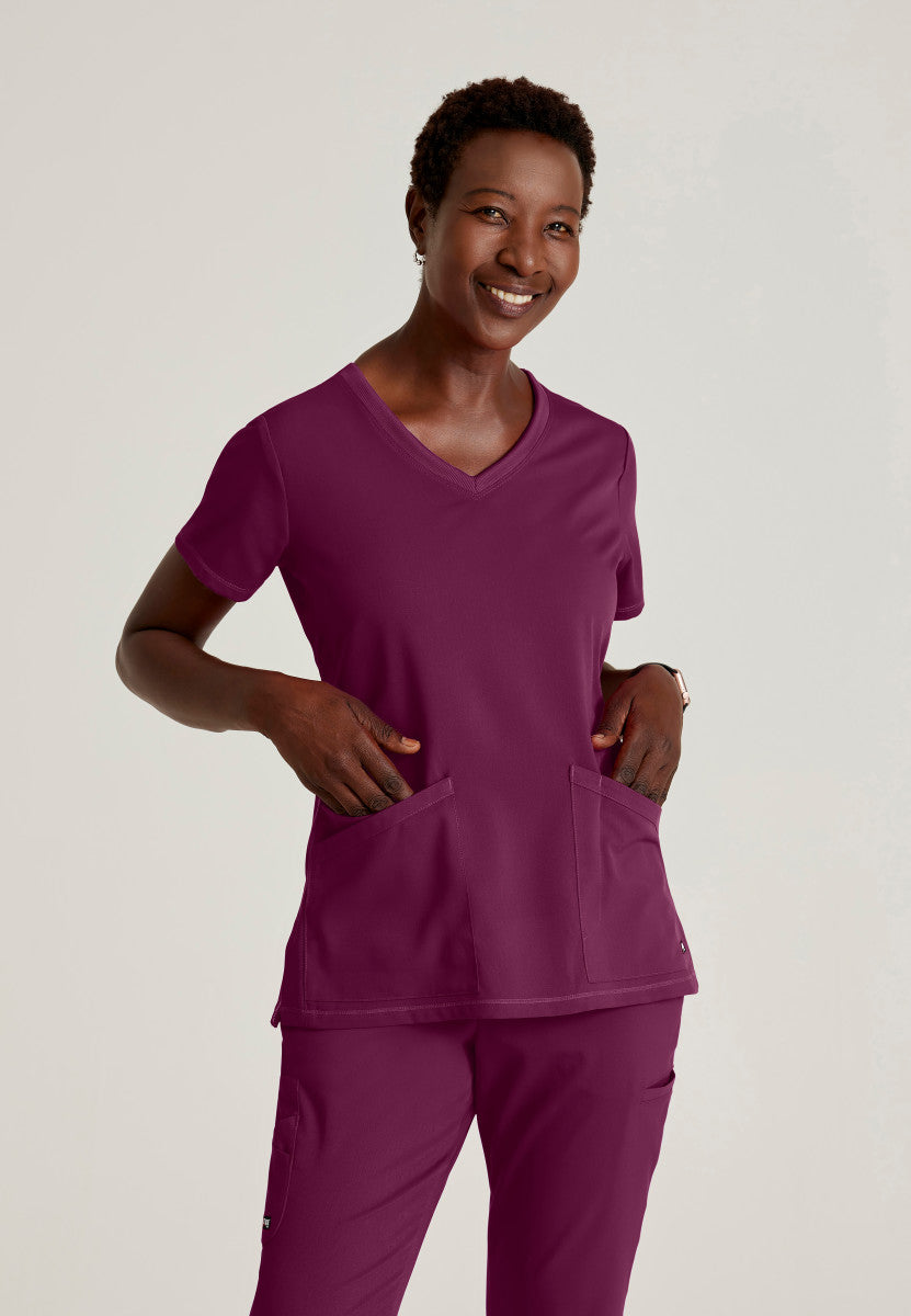 Greys Anatomy Stretch GRST045 Serena Scrub Top Wine