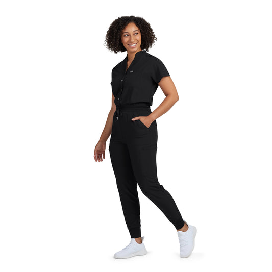 Forward LO603 Women's 8 Pocket Cargo Scrub Jumpsuit Black Image