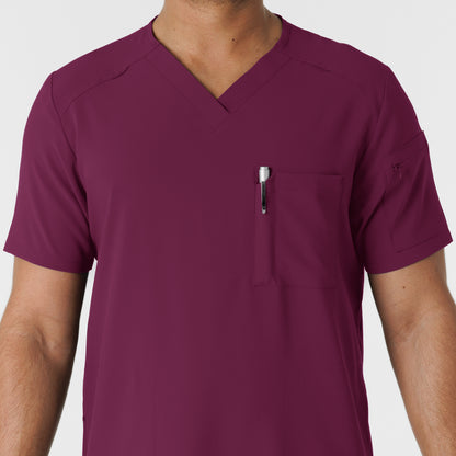 RENEW 6834 Men's V-Neck 5 Pocket Scrub Top Wine Model Image Alternate | Wink