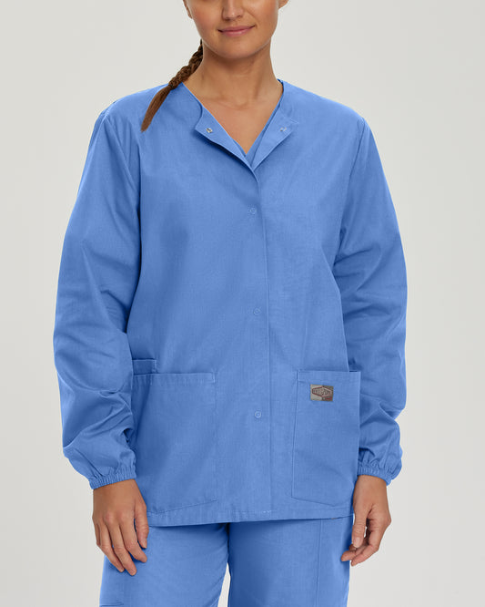 Scrub Zone 75221 Women's 3 Pocket Warm Up Scrub Jacket Ceil Blue Image