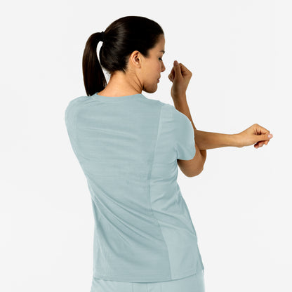 W123 6045 Flex-n-Reach V-Neck Scrub Top Sky Blue Model Image Alternate | Wink