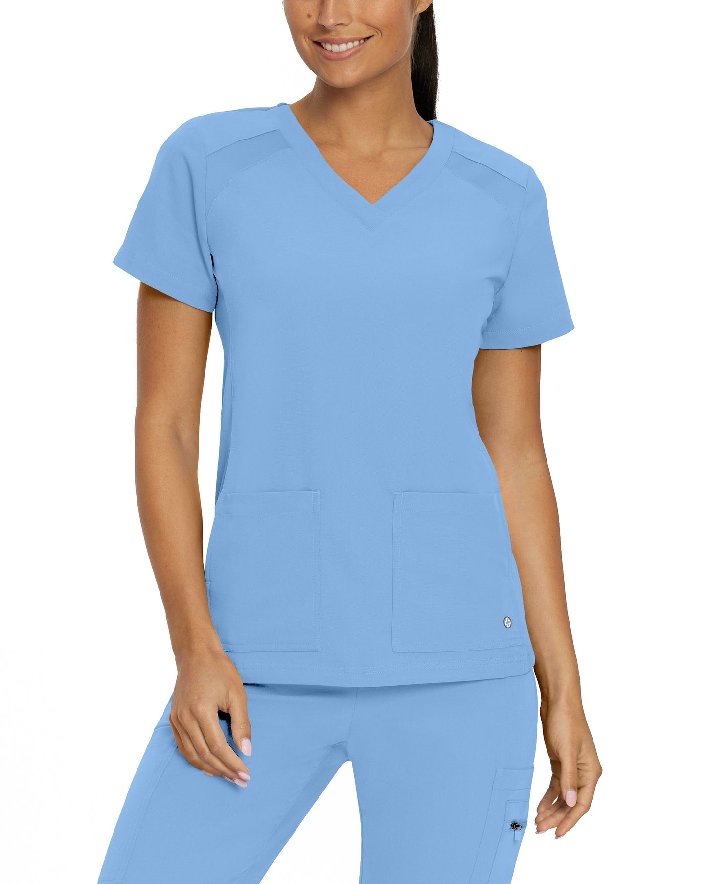 V-Tess 950 Women's 4 Pocket V Neck Scrub Top Ceil Blue Image