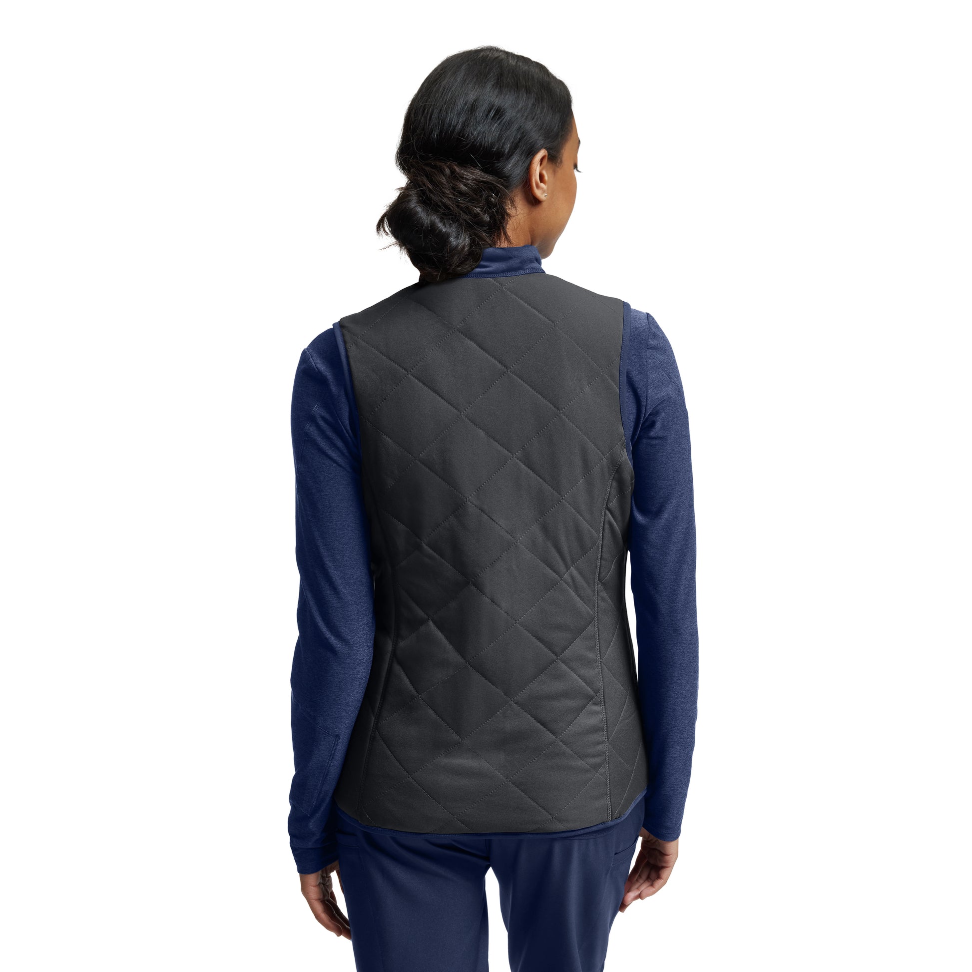 VIBE WJ707 Women's Reversible 4 Pocket Scrub Vest Navy/Pewter Image