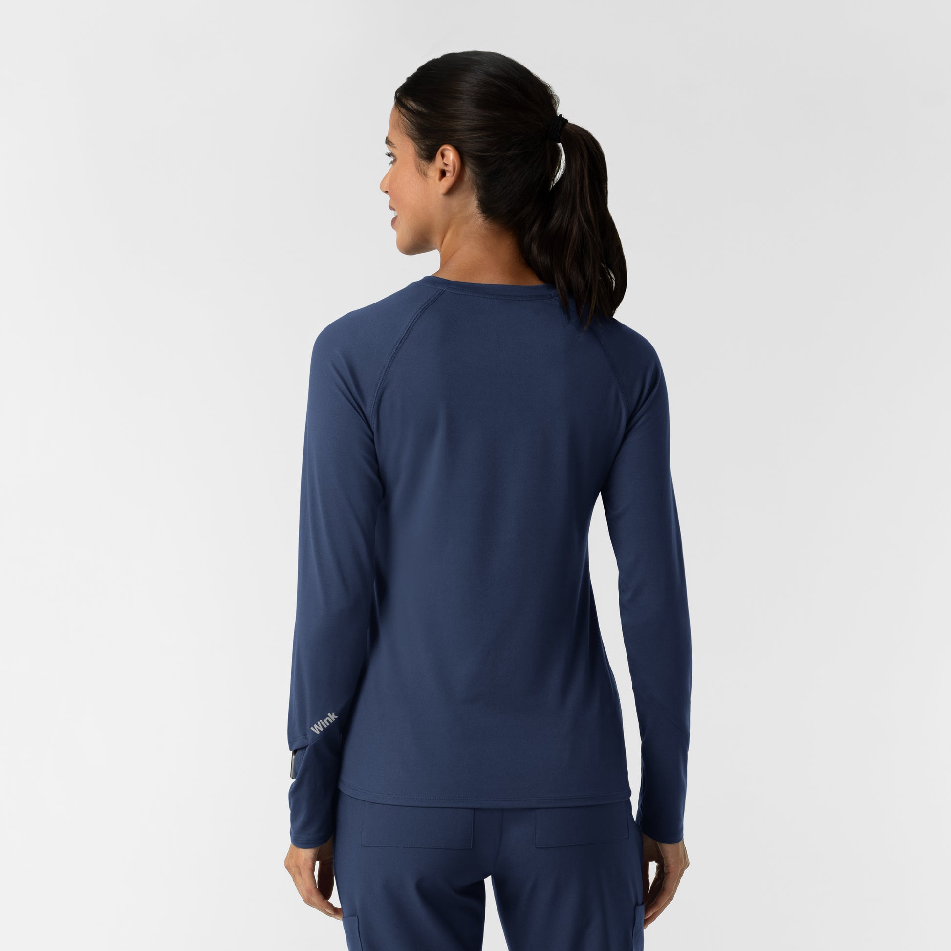 Layers 2139 Women's Watch Window Long Sleeve Underscrub Top Navy