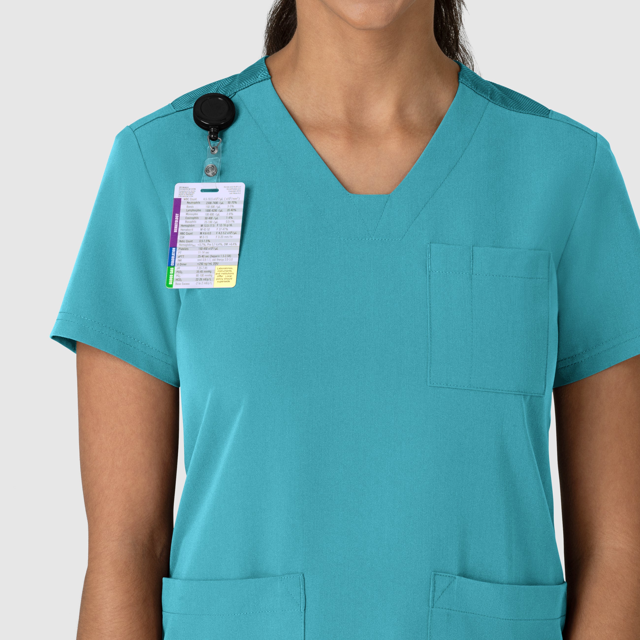 『TA&KI NECK top sv×TURQUOISE』 Wink Nova 6132 Flex-n-Reach V-Neck Scrub Top Teal Blue – Med Threads