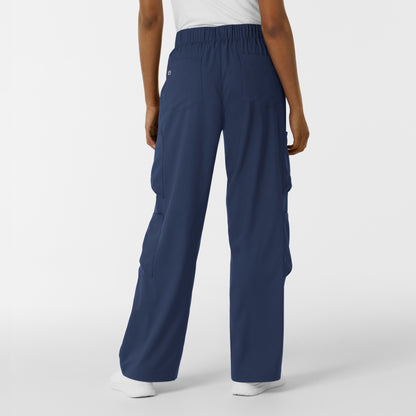 Boundless 5451 Women's Classic Wide Leg Cargo Scrub Pants Navy