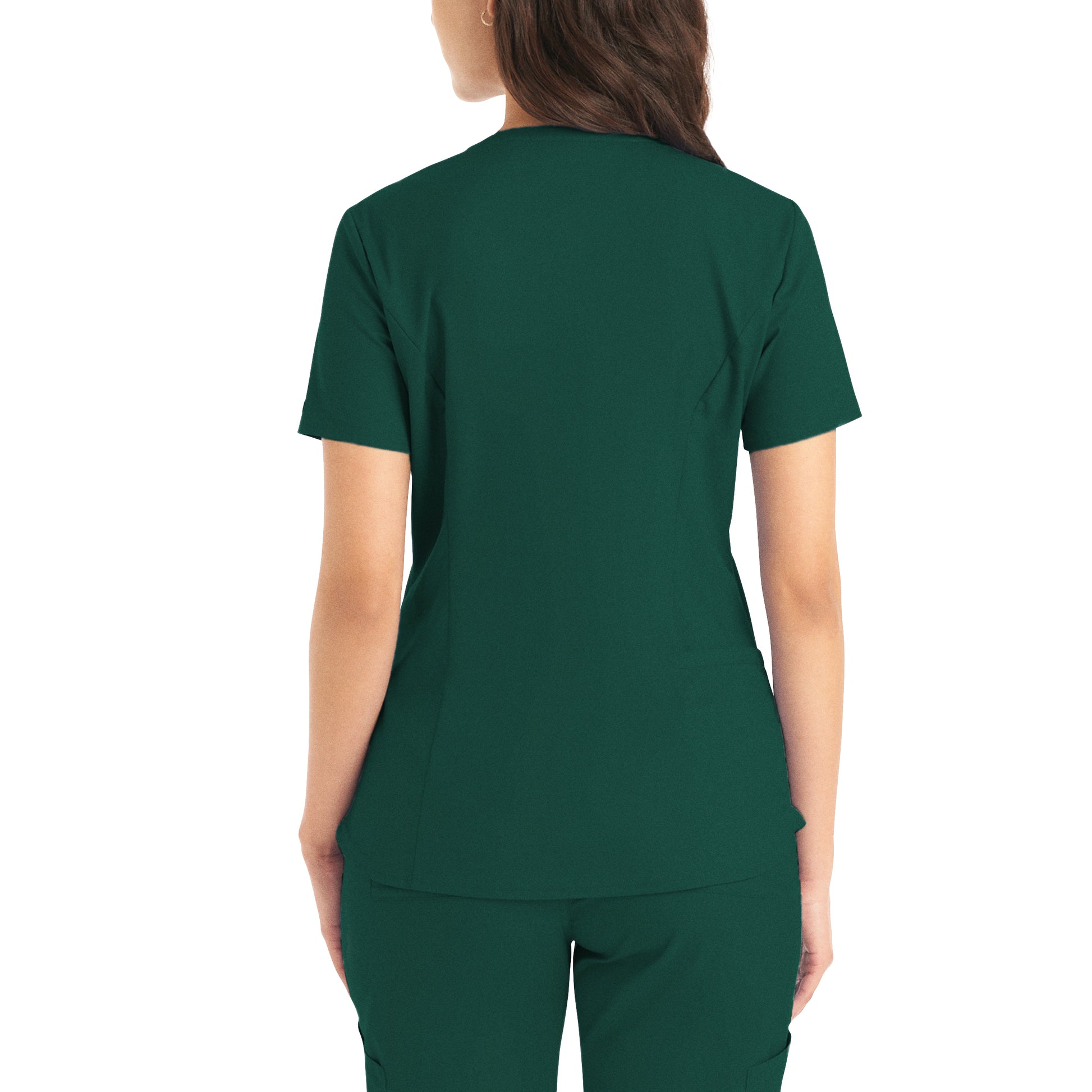 ProFlex LT107 Women's 2 Pocket V Neck Scrub Top Hunter Image