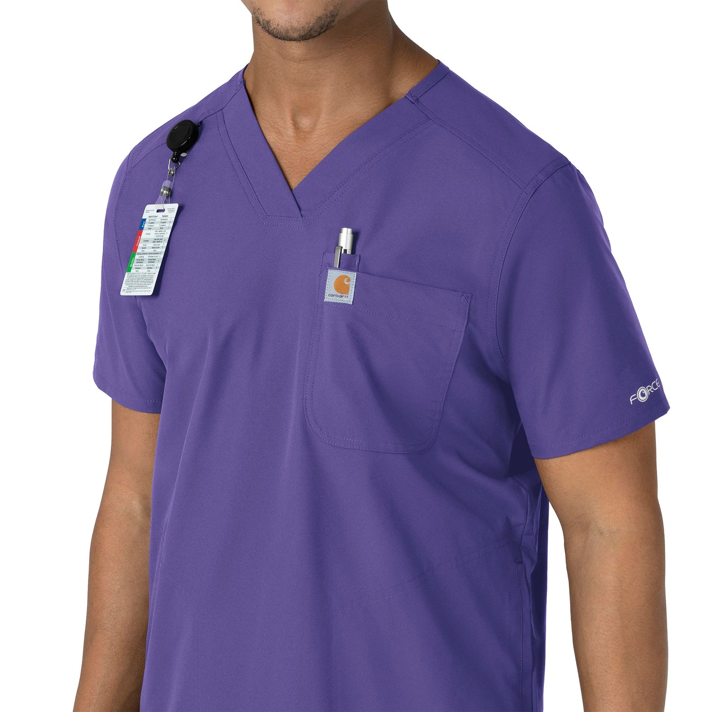 Force Essentials C16113 Men's V-Neck Shirttail Scrub Top Grape Model Image Alternate | Carhartt