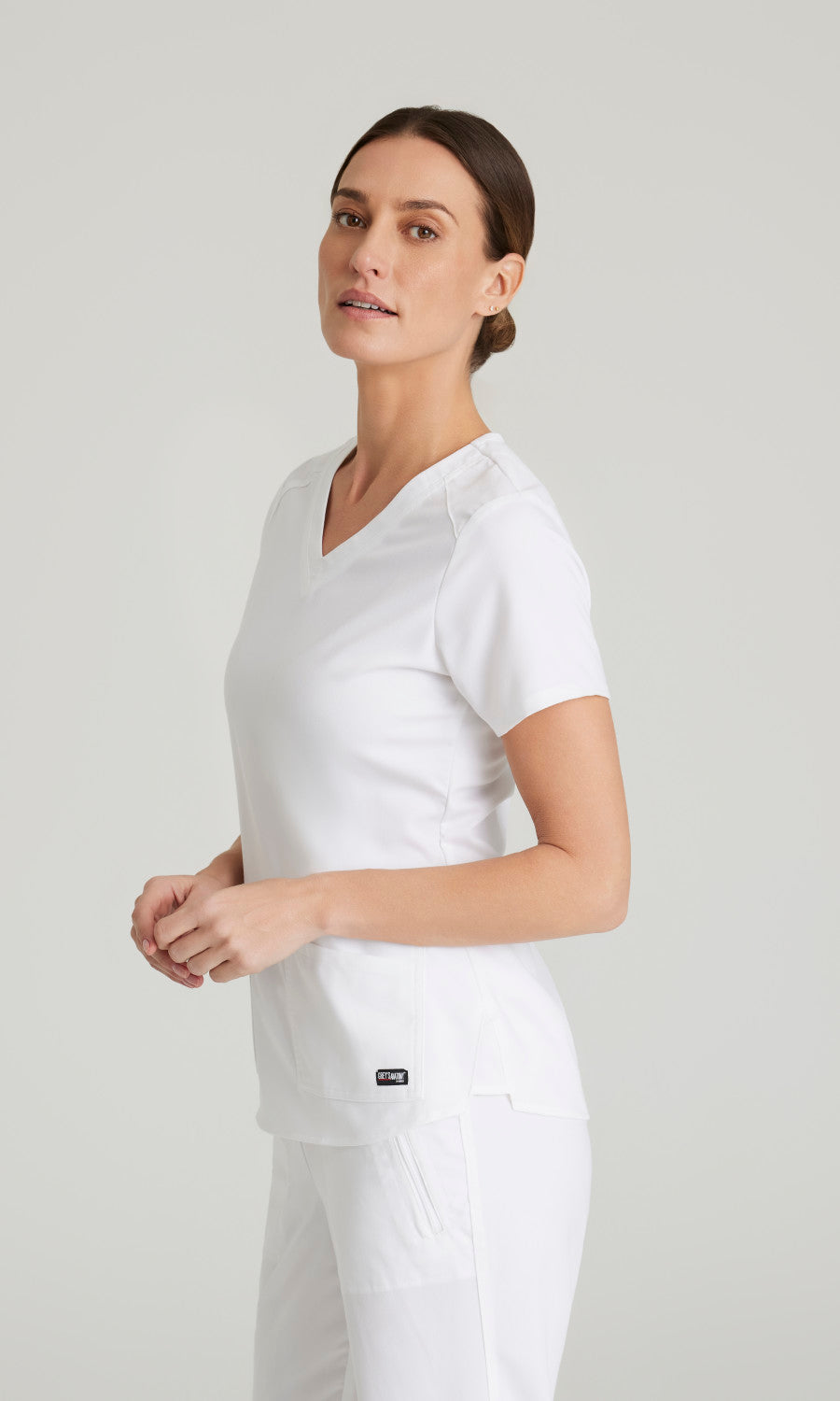 Grey's Anatomy Stretch GRST011 Emma Scrub Top White