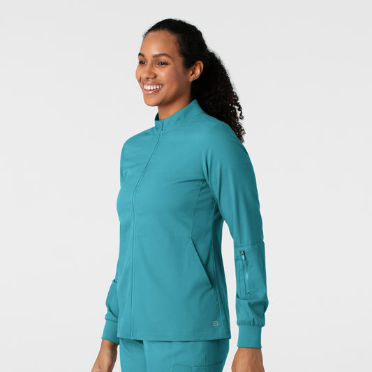 Boundless 8151 Warm Up Scrub Jacket Teal Model Image Right Side | Wink