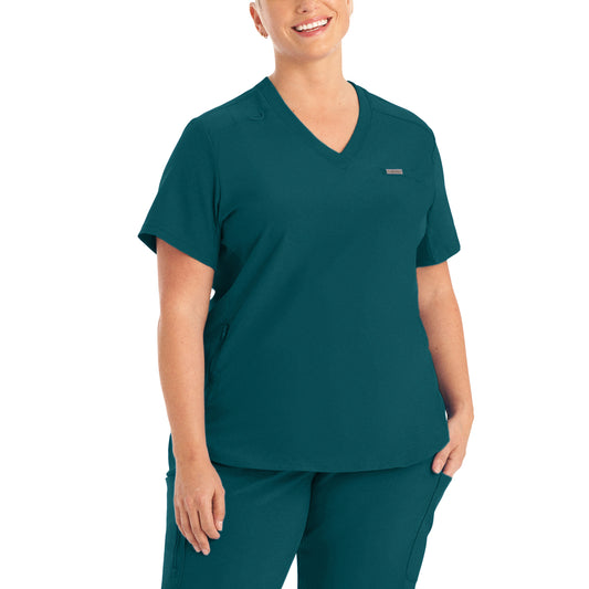 Forward LT101 Women's 2 Pocket V Neck Scrub Top Caribbean Image