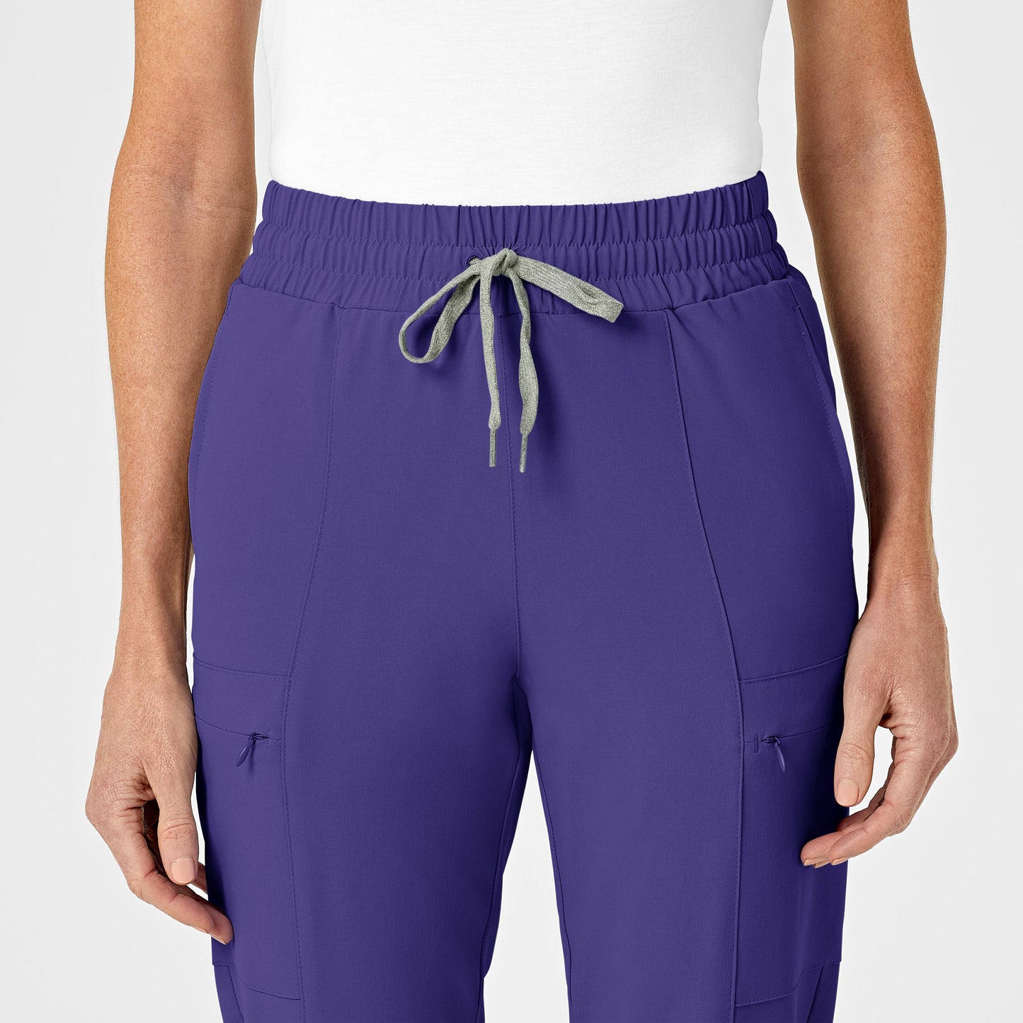 RENEW 5334 High Waist Slim Leg Scrub Pants Grape Model Image Left Side | Wink